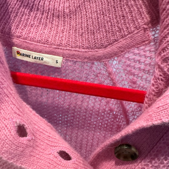 *MARINE LAYER DREAM YARN COLLARED PULLOVER SWEATER PINK PUNCH size S oversized - Picture 7 of 8